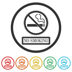 No smoking sign isolated on white background, color set