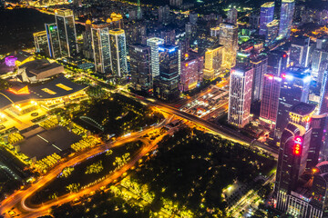 Fototapeta na wymiar Night view of Shenzhen city, Guangdong Province, China