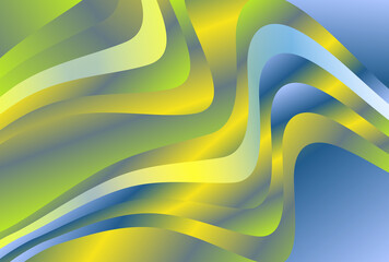 Abstract Blue Green and Yellow Gradient Wavy Background - 475807663