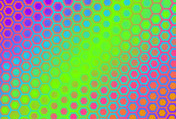 Blue Pink and Green Gradient Geometric Hexagon Pattern Background Illustrator - 475807671
