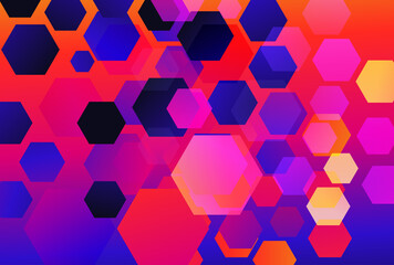 Pink Blue and Orange Gradient Hexagon Background - 475807675