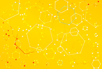 Hexagon Connected Dots Yellow Background - 475807800