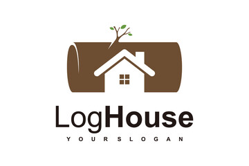 tree trunk logo design with door, logo inspiration