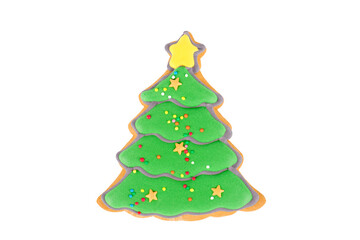 gingerbread christmas tree isolated on white background