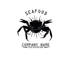 seafood crab logo silhouette design vector