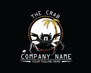 seafood crab logo silhouette design vector