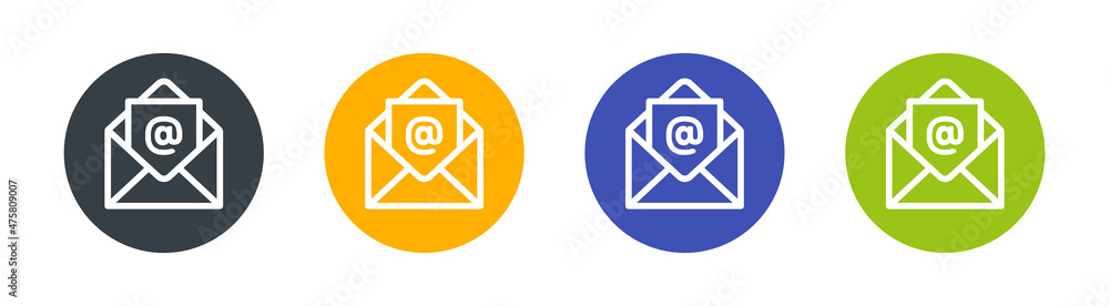 Poster email icon set. open envelope mail icon vector illustration