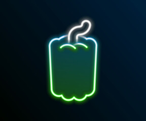 Glowing neon line Bell pepper or sweet capsicum icon isolated on black background. Colorful outline concept. Vector