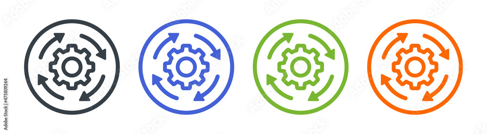 Poster setting icon set. cogwheel symbol