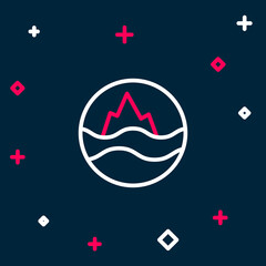 Line Sea and waves icon isolated on blue background. Colorful outline concept. Vector