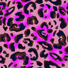 Fototapeta na wymiar seamless pattern in the form of a leopard print pattern with pink shades for prints on fabrics, clothing, swimwear, packaging and for decorating interior backgrounds