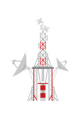Radio tower icon in cartoon style on a white background. Vector illustration