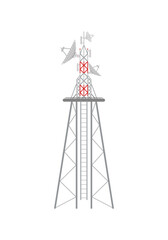 Radio tower icon in cartoon style on a white background