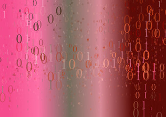 Binary Numbers One and Zero on Red Pink and Grey Gradient Background