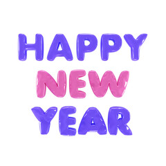 3D colours inscription happy new year in the form of a balloon. Lettering for poster.