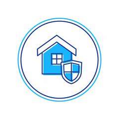 Filled outline House with shield icon isolated on white background. Insurance concept. Security, safety, protection, protect concept. Vector