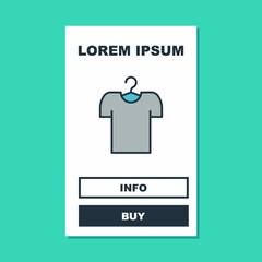 Filled outline T-shirt on hanger icon isolated on turquoise background. Vector