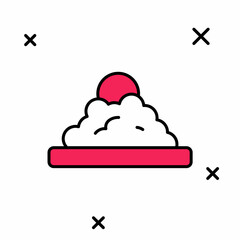 Filled outline Rice in a bowl icon isolated on white background. Traditional Asian food. Vector