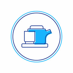 Filled outline Traditional tea ceremony icon isolated on white background. Teapot with cup. Vector