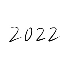 手書きの2022の文字 - 走り書きした細めの鉛筆文字 - 2022年の素材・白背景
