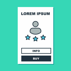 Fototapeta na wymiar Filled outline Consumer or customer product rating icon isolated on turquoise background. Vector