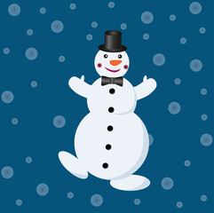 Snowman in top hat and with bow tie