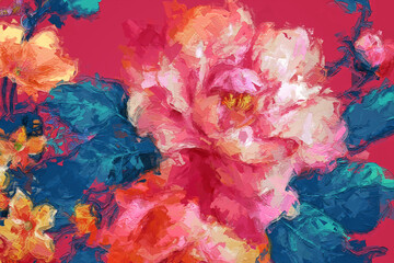 Fototapeta premium Abstract beautiful floral bouquet illustration