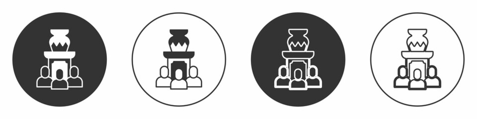 Black Auction ancient vase icon isolated on white background. Auction bidding. Sale and buyers. Circle button. Vector