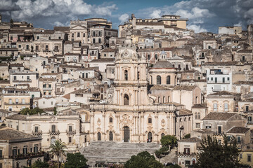Fototapeta na wymiar View of San Giorgio Cathedral in Modica, Ragusa, Sicily, Italy, Europe, World Heritage Site