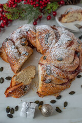 sweet home made Christmas Wreath brioche babka Bread