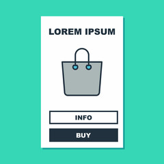 Filled outline Paper shopping bag icon isolated on turquoise background. Package sign. Vector