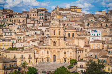 View of San Giorgio Cathedral in Modica, Ragusa, Sicily, Italy, Europe, World Heritage Site