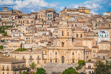 View of San Giorgio Cathedral in Modica, Ragusa, Sicily, Italy, Europe, World Heritage Site