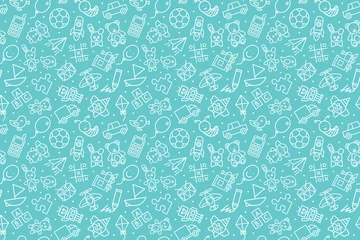 Seamless pattern of kids toys. Baby background, vector illustration.
