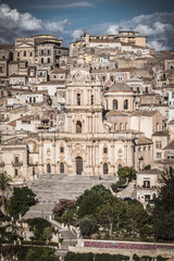 View of San Giorgio Cathedral in Modica, Ragusa, Sicily, Italy, Europe, World Heritage Site