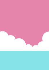 背景素材　ファンシーな空と雲　風景　ピンク