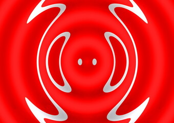 red and white abstract face