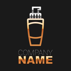 Line Tube of hand cream icon isolated on black background. Colorful outline concept. Vector