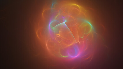 Abstract colorful smoky shapes. Fantasy rainbow background. Digital fractal art. 3d rendering.