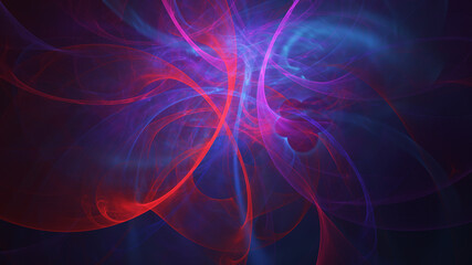 Abstract colorful blue and red fiery shapes. Fantasy light background. Digital fractal art. 3d rendering.