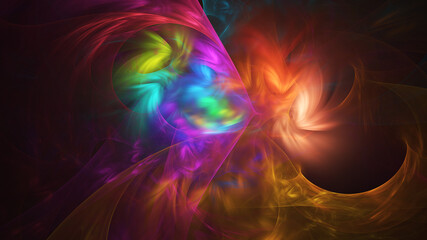 Abstract colorful smoky shapes. Fantasy rainbow background. Digital fractal art. 3d rendering.