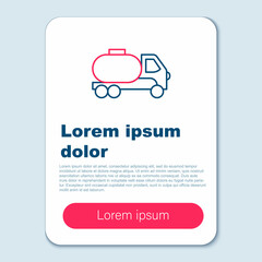 Line Tanker truck icon isolated on grey background. Petroleum tanker, petrol truck, cistern, oil trailer. Colorful outline concept. Vector