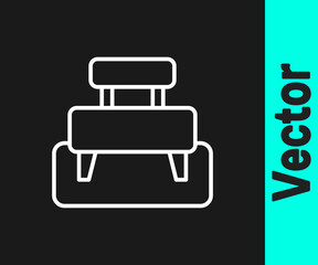 White line Bench icon isolated on black background. Vector