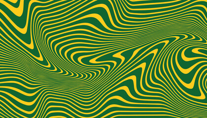 Abstract wavy yellow green background. Curve wallpaper. Vector illustration.