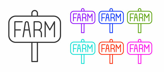 Black line Location farm icon isolated on white background. Set icons colorful. Vector