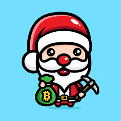 cute santa claus cartoon character design sharing money