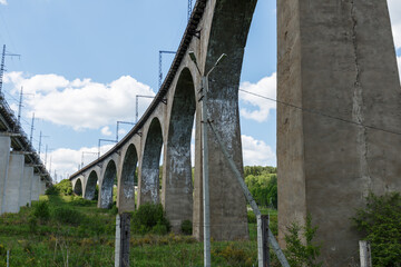 Fototapeta na wymiar Railway bridges. Railway viaduct in Krasnoufimsk, Sverdlovsk region, Russia