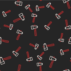 Line Hammer icon isolated seamless pattern on black background. Tool for repair. Vector