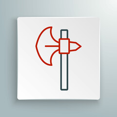 Line Medieval axe icon isolated on white background. Battle axe, executioner axe. Medieval weapon. Colorful outline concept. Vector