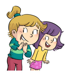 Illustration of happy and surprised little girls